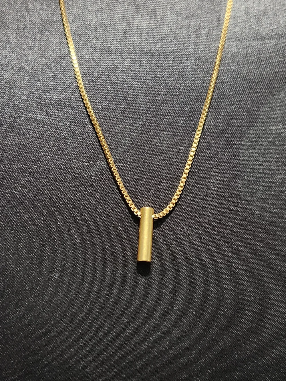 Madewell Gold Tone Cylinder Bar Pendant Box Chain Necklace - 24" - 27" - Picture 2 of 5